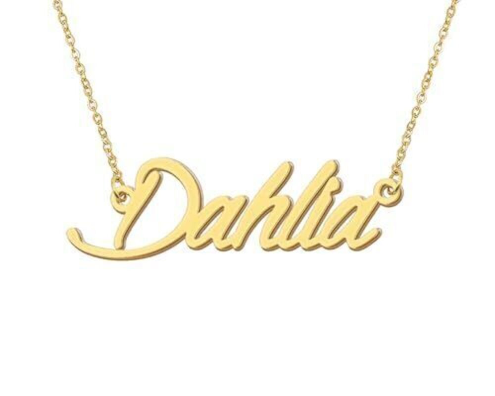 8810 18k Gold Plated Dahlia Name Necklace Dainty Nameplate Necklace